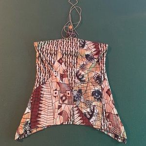 Strapless Patchwork Print Women’s Top - Multicolor